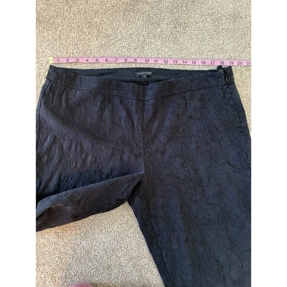 Eileen Fisher Black Printed High Waisted Cropped Cotton Pants Size XL - Picture 9 of 9
